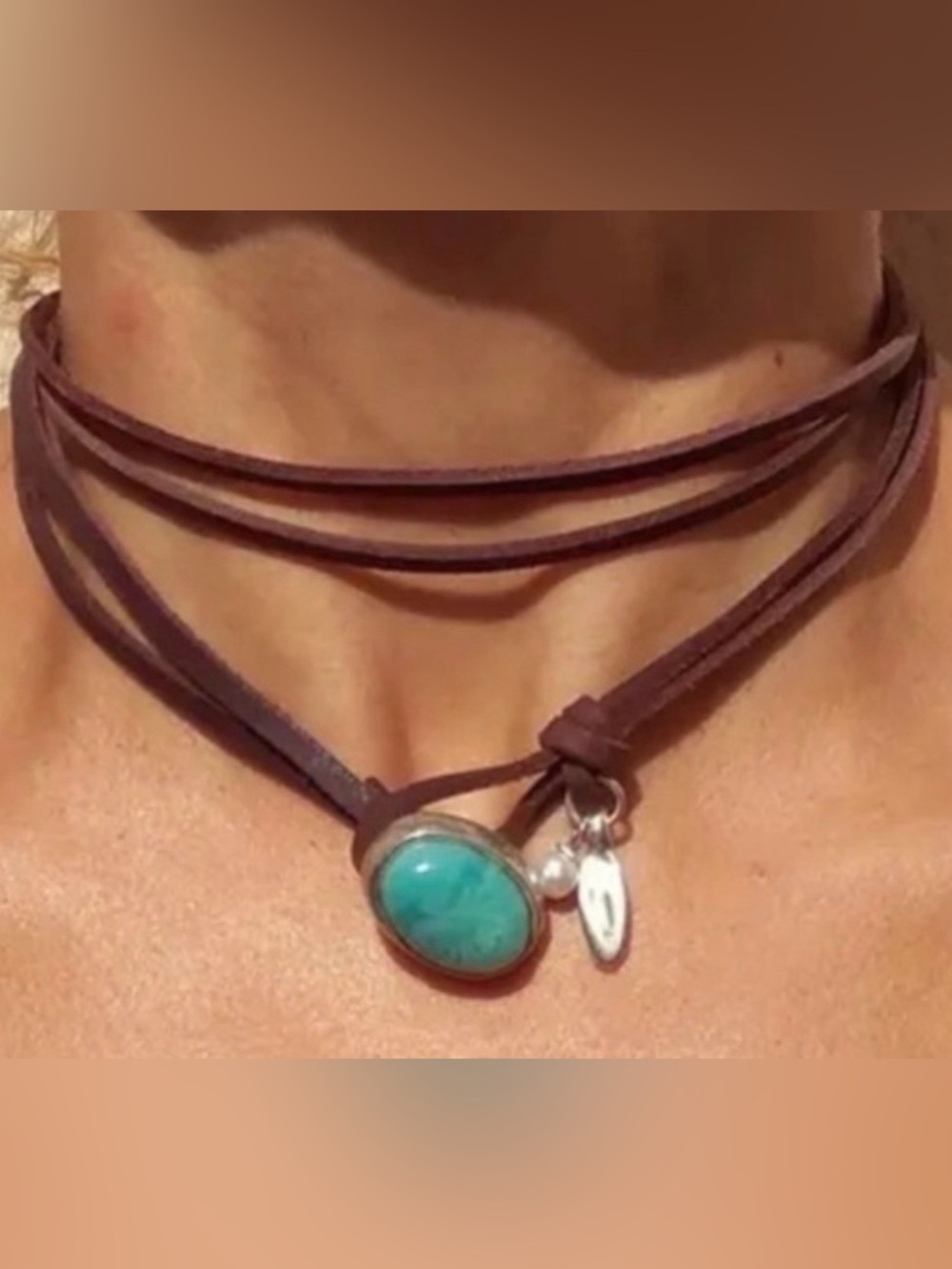 Turquoise Stone Wrapped Choker Necklace